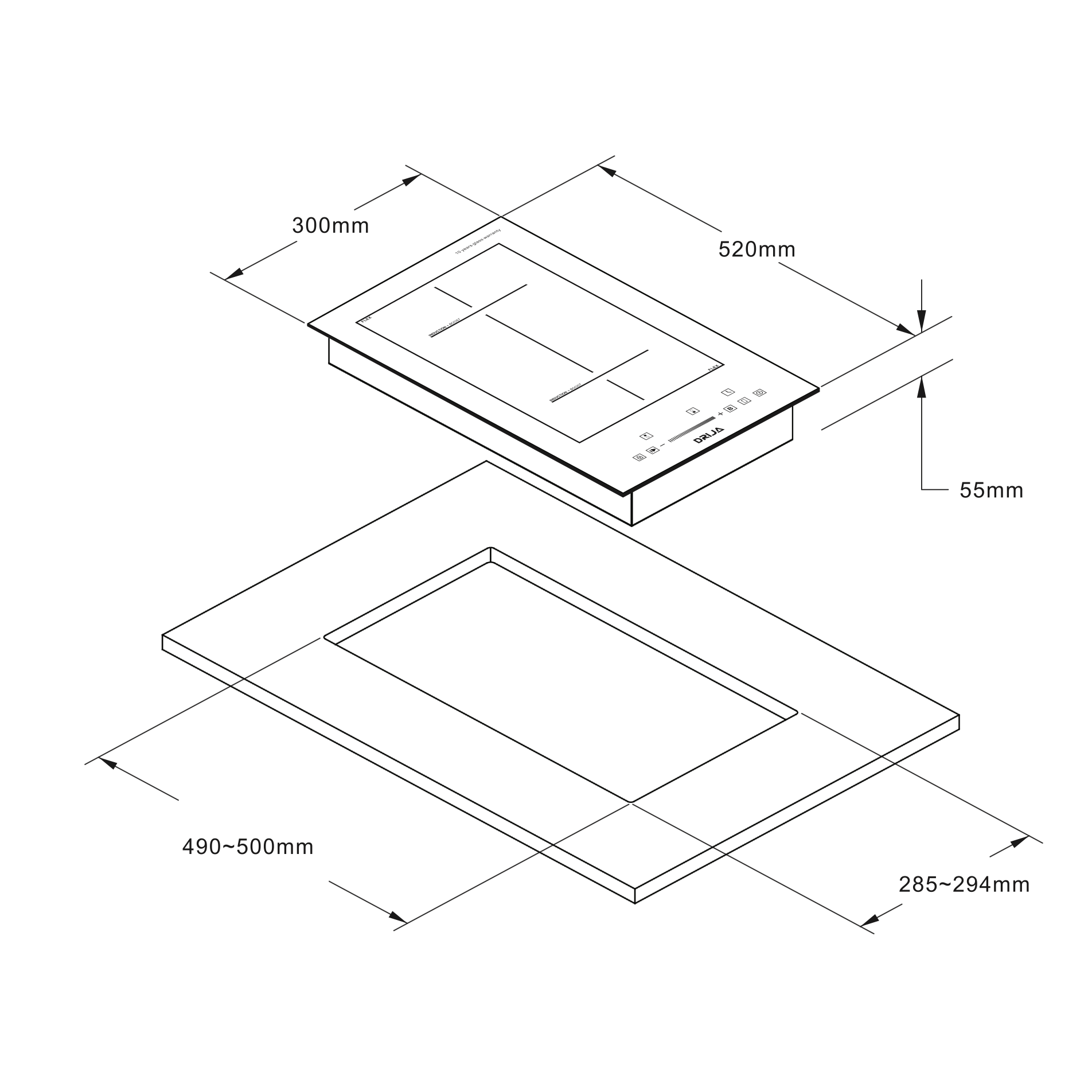 DRIJA ESTUFA EMPOTRABLE DE INDUCCION 30CM 1 ZONA FLEX MUNICH